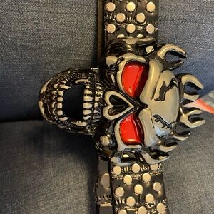 Skull Design Black and Red Belt